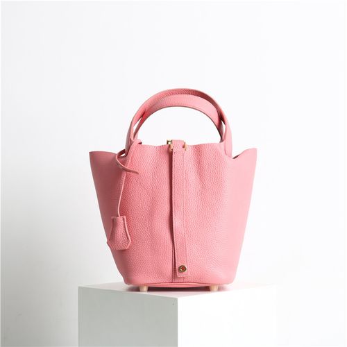 Vegetable Basket 2025 New Fashionable Soft Leather Bucket Bag Handheld Bag