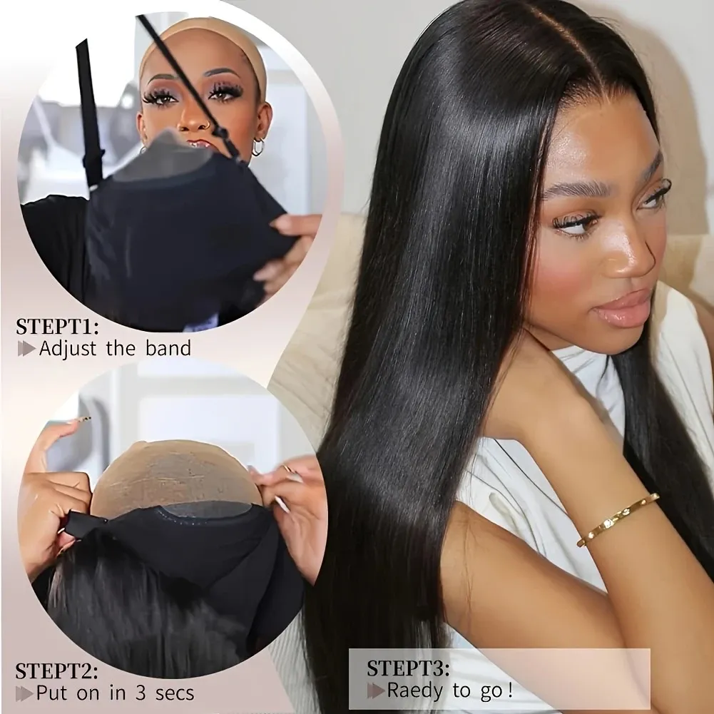 Fashionable mid length straight hair wig for women