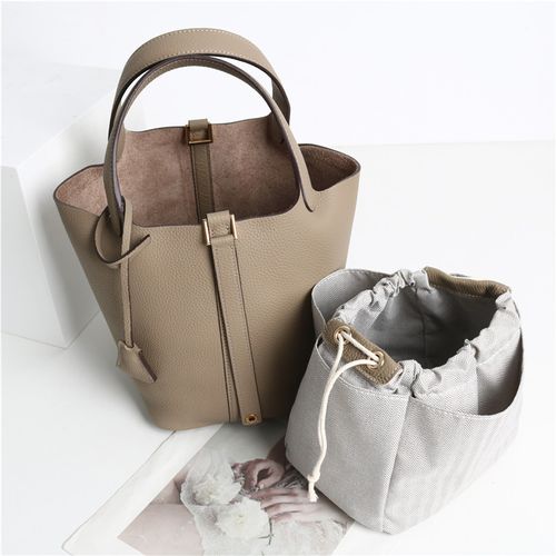 Vegetable Basket 2025 New Fashionable Soft Leather Bucket Bag Handheld Bag