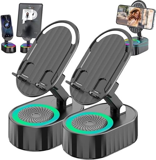 Induction Bracket Speaker, 5in1 Wireless Induction Bluetooth Speaker, Cell Phone Stand with Induction Speaker, 360° Foldable Induction Speaker