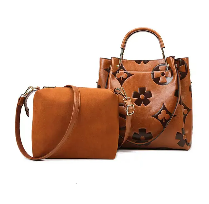 Bucket bag, women's high-end sense, large capacity, fashionable embossed shoulder bag, handbag, on handbags