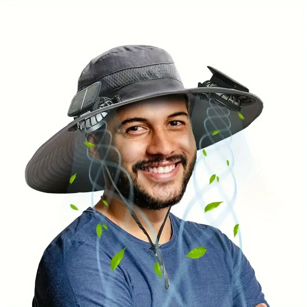 Solar powered dual fan sunshade hat