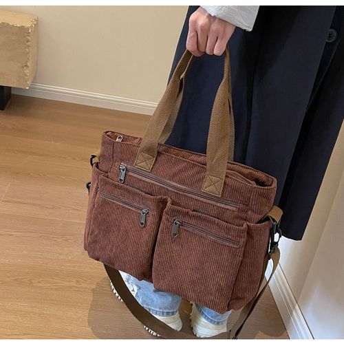 2025 Casual Versatile Handbag Multi Pocket Corduroy Tote Bag
