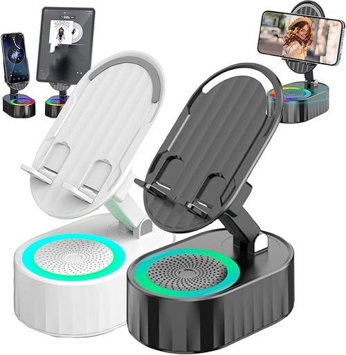 Induction Bracket Speaker, 5in1 Wireless Induction Bluetooth Speaker, Cell Phone Stand with Induction Speaker, 360° Foldable Induction Speaker