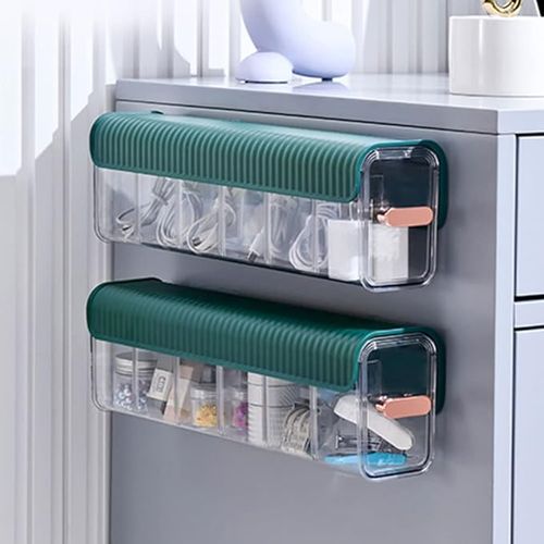 Wall mounted drawer organizer, wall mounted transparent underwear storage box, non perforated multifunctional clothing, socks, ties, chargers, seasoning storage box