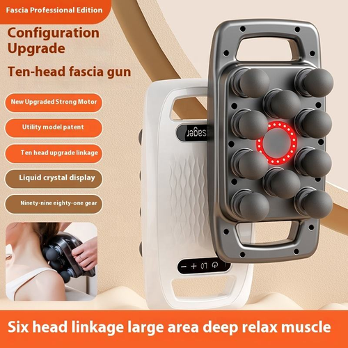 2025 Professional Portable 10 Heads Massage Gun Full Body Deep Tissue Fascial Back Neck
