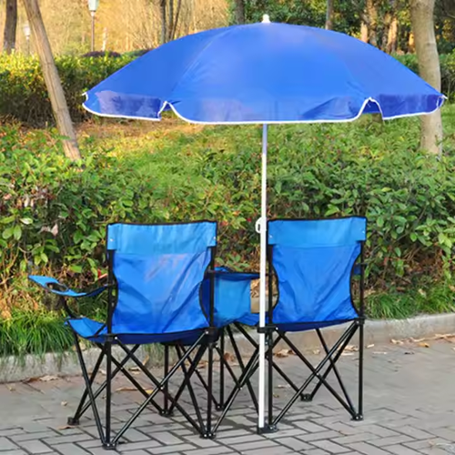 Foldable Camping Chair & Umbrella Set for Outdoors