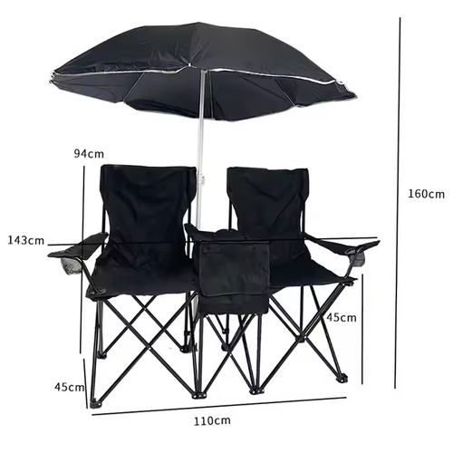 Foldable Camping Chair & Umbrella Set for Outdoors