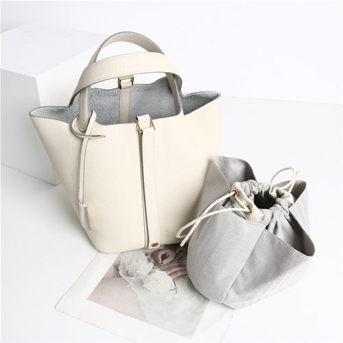 Vegetable Basket 2025 New Fashionable Soft Leather Bucket Bag Handheld Bag