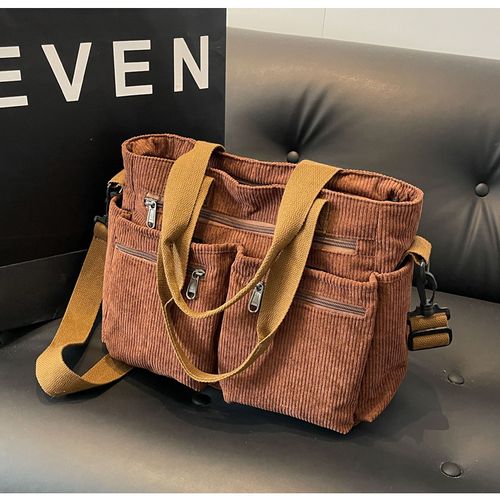2025 Casual Versatile Handbag Multi Pocket Corduroy Tote Bag