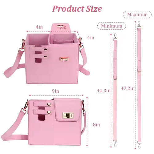 Pink Crossbody Bag: Cup Slot + Stylish Details