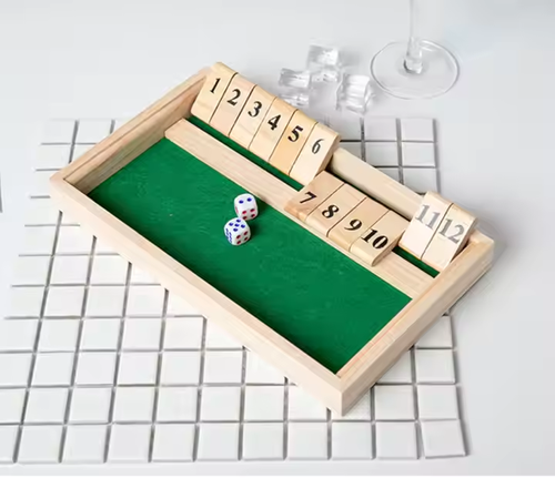 Shut the Box Game 12 Numbers Wooden Dice Game for Kids and Adults 2 Players and up