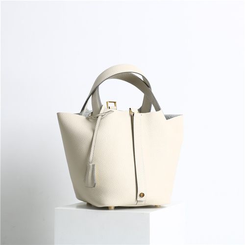 Vegetable Basket 2025 New Fashionable Soft Leather Bucket Bag Handheld Bag