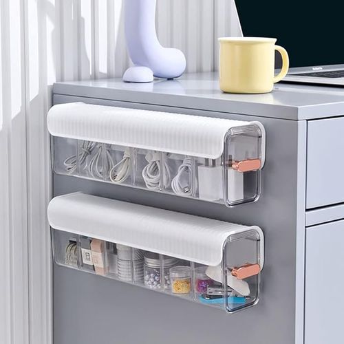 Wall mounted drawer organizer, wall mounted transparent underwear storage box, non perforated multifunctional clothing, socks, ties, chargers, seasoning storage box