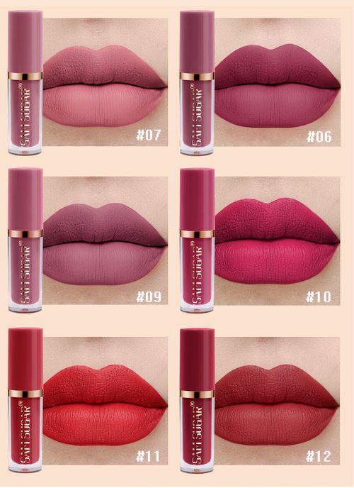 SAM SUGAR 12 Color Book Lip Gloss Set Beads Matte Velvet Not Easy to Stain Cup Lipstick Glaze Lipstick