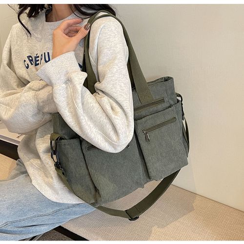 2025 Casual Versatile Handbag Multi Pocket Corduroy Tote Bag