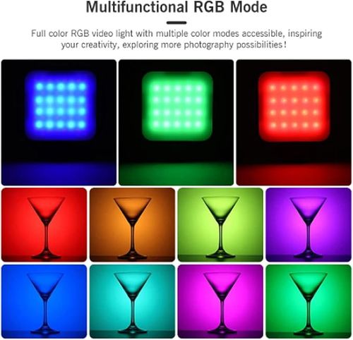 RGB Video Light, 360° Full Color Portable LED Camera, 2500‑9000K Photography Light with 3 Cold Shoe Mounts | 1200mAh Rechargeable LED Camera Fill Light for Vlog Photography Video