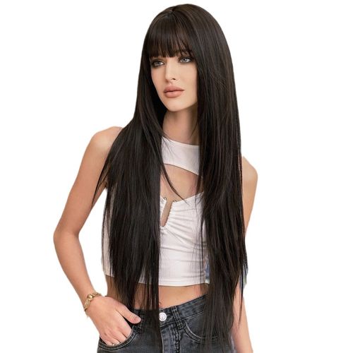 Long Black Wig with Bangs, Transform Your Look