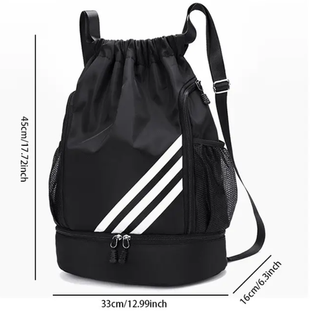 Large Capacity Drawstring Backpack, Independent Shoe Compartment, Ideal for Outdoor Sport Basketball Football Yoga Fitness, Basketball Equipment