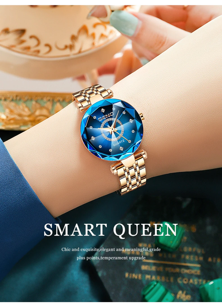 'Heart of the Ocean' Elegant Round Analog Quartz Watch. Elegant and luxurious—the perfect choice for personal wear or as a gift for family and friends.