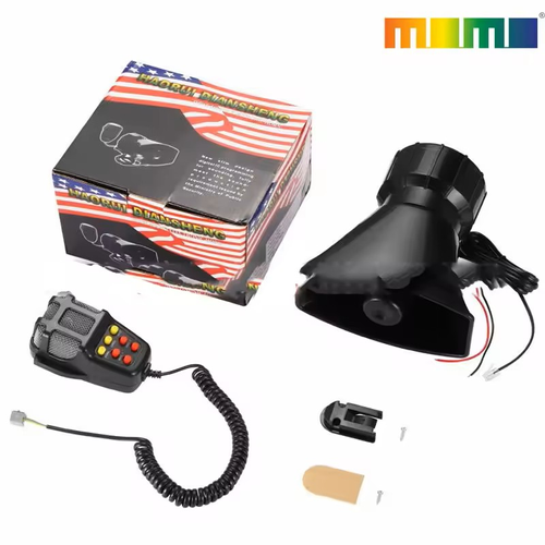 7-Sound Loud Car Warning Alarm Truck Portable Alarm Loudspeaker 12V Siren Air Horn Megaphone Police Firemen Car Horn
