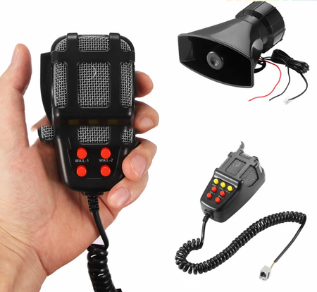 7-Sound Loud Car Warning Alarm Truck Portable Alarm Loudspeaker 12V Siren Air Horn Megaphone Police Firemen Car Horn