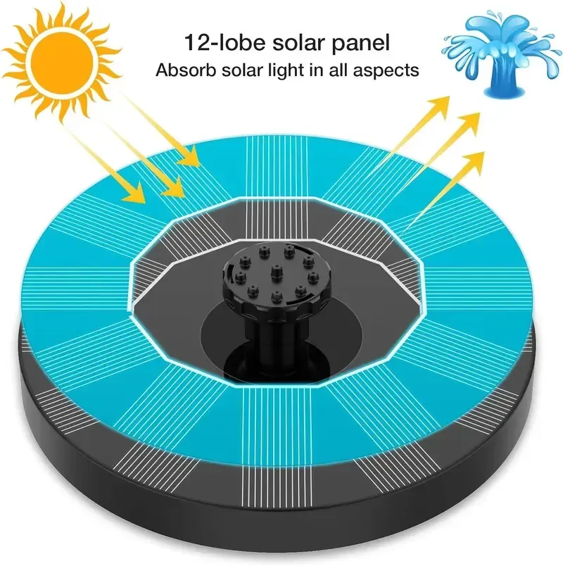 ☀️⛲Solar Powered Floating Water Fountain Pump with 6 Nozzles.       🛬🛬🛬(Restock complete—quantities are limited.)