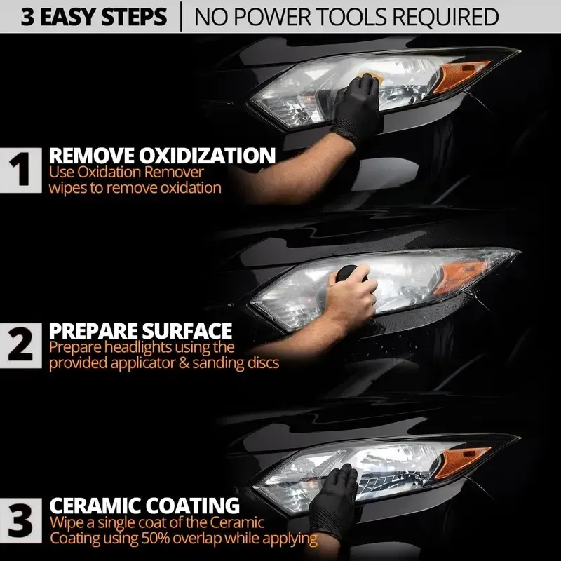 🚗QIFOR Automotive Headlamp Restoration Fluid Kit (Polishing Agent 100ml + Protective Agent 20ml + Sponge ×1 + Towel ×1) , oxidized and yellowed automotive headlamps, blurring enhanced crystalline coating refurbisher