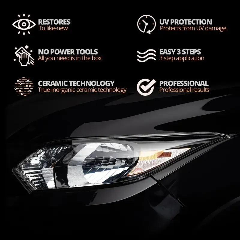 🚗QIFOR Automotive Headlamp Restoration Fluid Kit (Polishing Agent 100ml + Protective Agent 20ml + Sponge ×1 + Towel ×1) , oxidized and yellowed automotive headlamps, blurring enhanced crystalline coating refurbisher