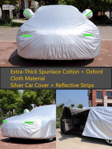 （Upgraded Needle Cotton + 210D Oxford Cloth Car Cover, Wearproof Waterproof Paint Protection. Includes a Combination Lock. ）High Quality All weather Multilayer Car Cover with Reflective Stripes, Full Car Exterior Cover, Rain and Sun Protection for sedans, SUVs, and pickup trucks.