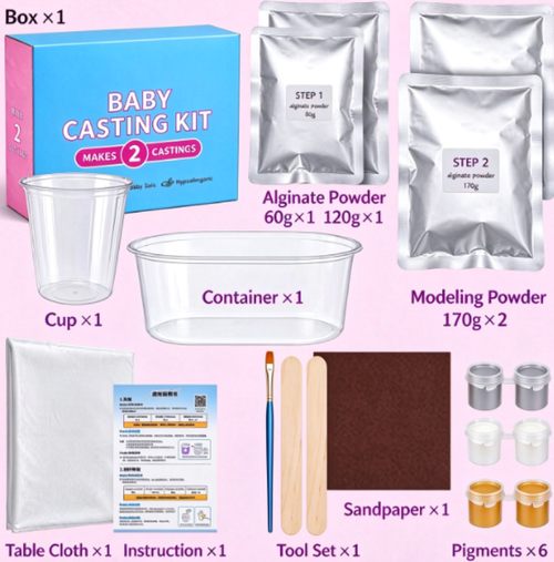 2pc Baby Hand & Foot Casting Kit – Newborn Keepsake, Baby Shower, New Parent Gift Milestone