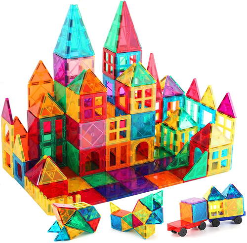 SUNHE YHK Kids Magnetic Tiles Toys, 180Pcs 3D Magnetic Building Blocks Tiles Set