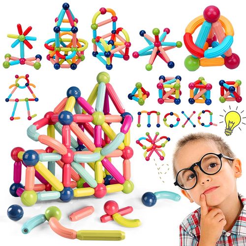 72Pcs Magnetic Tiles Building Blocks Kids Toys Gifts For Boy Girls 3-9 Year Old