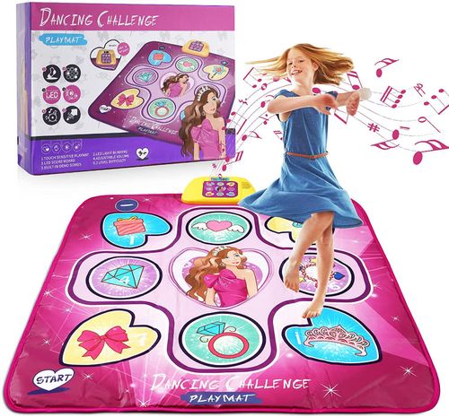 Dance Mat - Dance Mixer Rhythm Step Play Mat - Dance Game Toy Gift for Kids Girls Boys - Dance Pad with LED Lights, Adjustable Volume, Built-in Music, 3 Challenge Levels (3-12 Years Old)