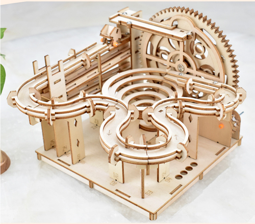 3D Puzzles for Adults and Kids - Amusement Park Wood Marble Track 3D Puzzle - Wood Model Kit for Self-Assembly