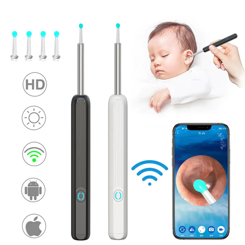 Earwax Removal Tool Kit with Camera - Portable 360° Wide Angle Ear Cleaner with Type-C Charging Function, Waterproof Endoscopic Ear Cleaning Tool for iPhone and Android Phones