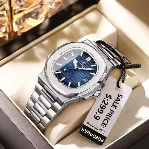 POEDAGAR 613 Luxury Casual Watch Top Brand Fashion Square Dial Stainless Steel Calendar Luminous Waterproof Men Watch Male Clock