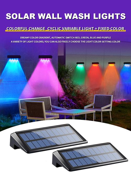 LED Courtyard Atmosphere Wall Washer Fence Deck Colorful Fixing Solar Fence Ligh