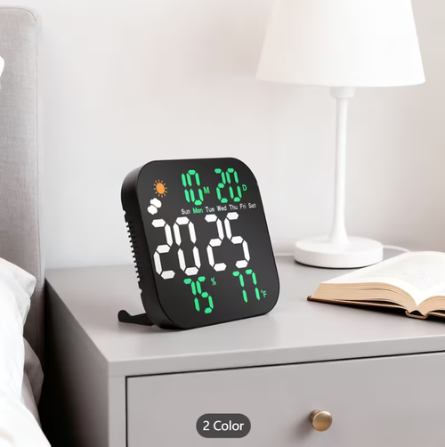 Digital Wall Clock with Temperature Calendar LED Digital Alarm Clock for Living Room Kitchen Classroom Decor Clocks