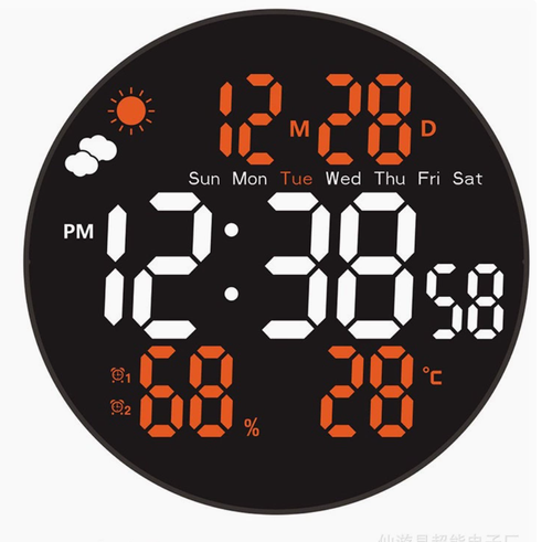 Digital Wall Clock with Temperature Calendar LED Digital Alarm Clock for Living Room Kitchen Classroom Decor Clocks