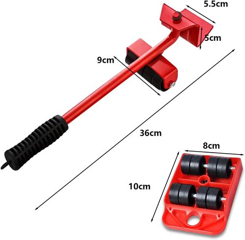 5PCS Furniture Movers Heavy Duty Lifter Tools Sliders Wheels Roller Set with Crowbar 150 KG Capacity for Furniture,Refrigerator, Sofa, Cabinet