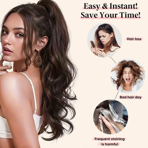 60 cm Hairpiece Ponytail Extensions Braid Hair Extension Braid Hairpiece with Clip Pony Hairpiece Real Hair Braids Extensions Hair Topper Women's Real Hair Ponytail