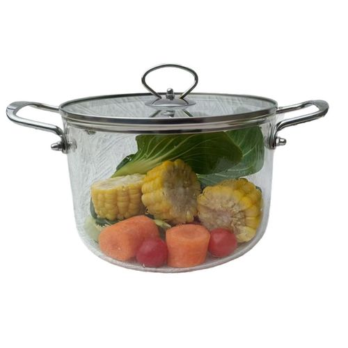 Glass Pot Saucepan with Lid Cover -  Heat-Resistant Simmer Pot for for Stove top Pasta, Soup, Stock Pot - Perfect for Electric & Gas Stoves Borosilicate