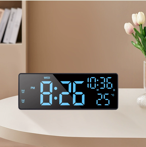 Large Digital Wall Clock with Remote Control, 7 Inch LED Display Count Up & Down Timer, Adjustable Brightness Alarm Clock with Day  Date Temperature for Home, Gym, Office