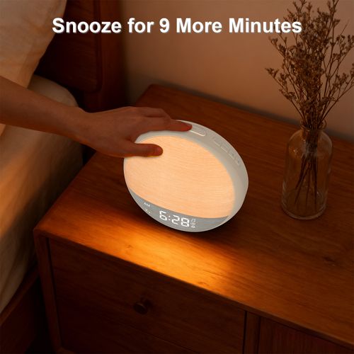 Sunrise Alarm Clock for Heavy Sleepers: White Noise Machine with 30 Sleep Relax Sounds 32 Volume - Painless Gradual Wake Up Light 20 Brightness with Bluetooth Memory Function for Bedroom - Gray