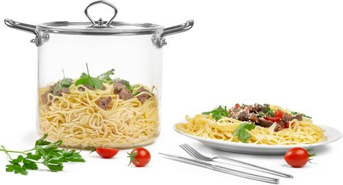 Glass Pot Saucepan with Lid Cover -  Heat-Resistant Simmer Pot for for Stove top Pasta, Soup, Stock Pot - Perfect for Electric & Gas Stoves Borosilicate