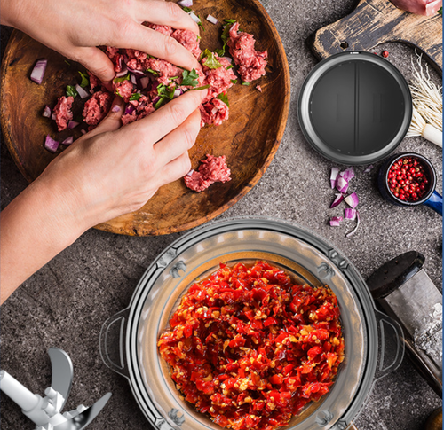 Bisnis rumah tangga lintas batas multifungsi stainless steel kapasitas besar penggiling daging listrik mixer mesin memasak grosir