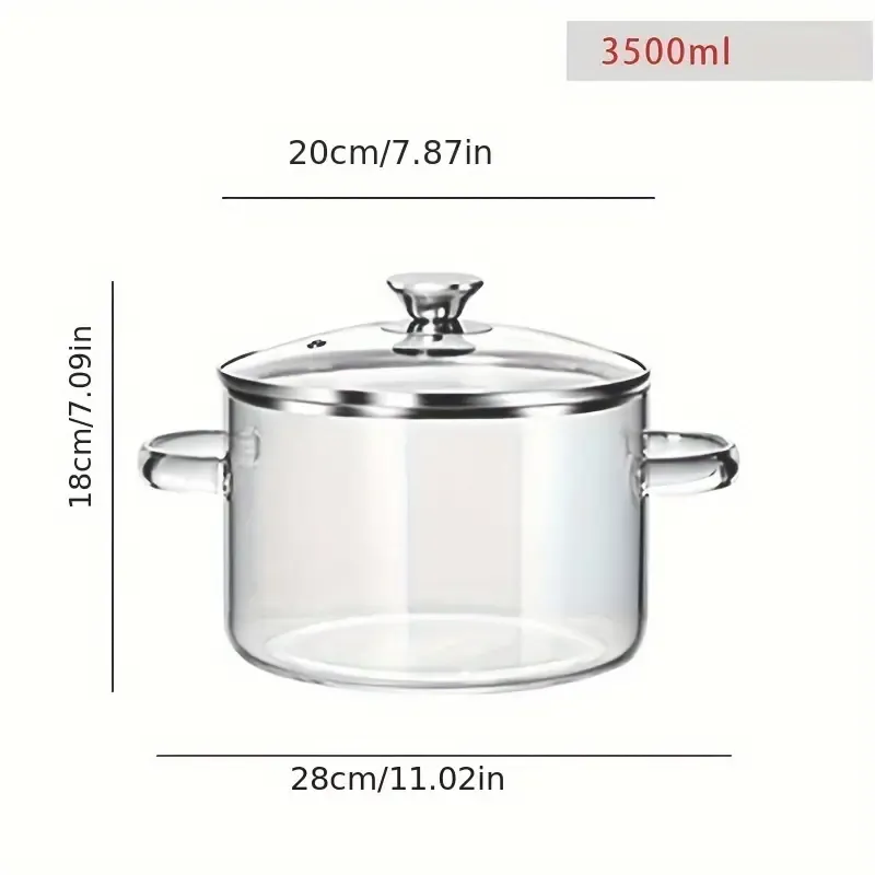 1pc Heat Resistant Clear Glass Stew Pot with Lid - Durable, easy to clean, versatile, can be used for stews, pasta, noodles, gas and electric hob compatible, dishwasher safe, ideal for cooking shrimp and lime pasta, dishwasher safe cookware, Pasta Saucepan, Modern Kitchenware, Sleek Cookware, Sturdy Construction, Durable Glassware, Versatile Saucepan, Busy Professionals, Home Chefs
