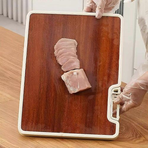 Double Sided Cutting Board with Stand, Cutting Board with Water Locking Channel