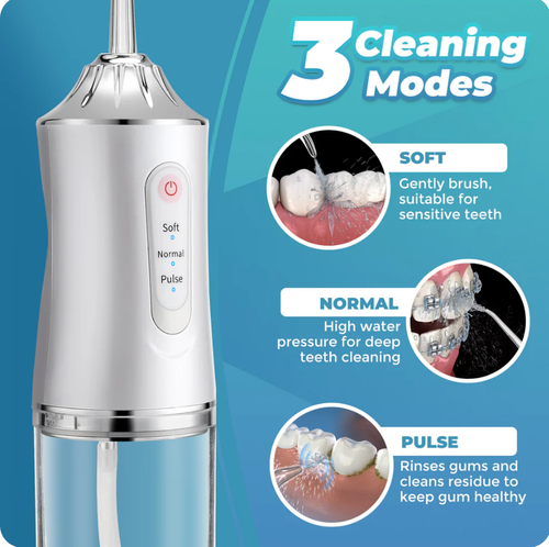 Water-Flosser-Teeth-Cleaner, Rechargeable - Waterproof, Portable Cordless Dental Oral Irrigator, Water flossers for Teeth, 3 Modes 4 Nozzles, for Home and Travel Elegant, Water Flosser for Braces